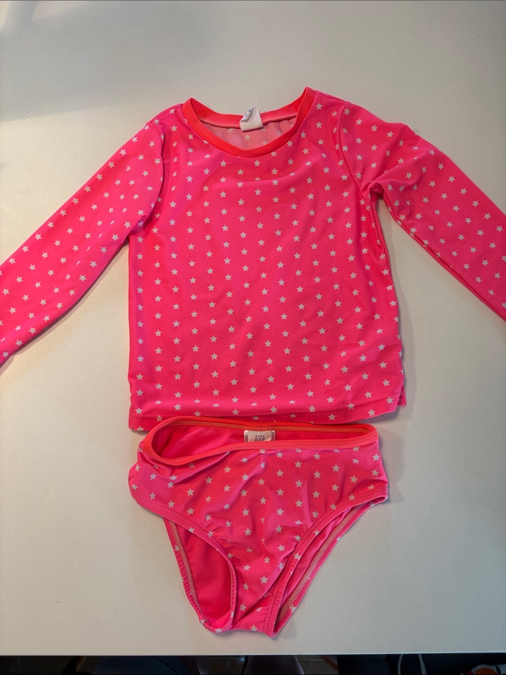 Baby GapKids' Long Sleeve Rash Guard and Bikini Bottom Set - Hot Pink Star Print